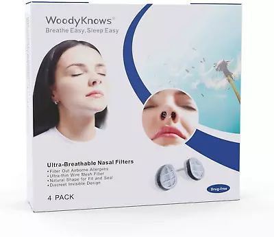 WoodyKnows Ultra-Breathable Nasal Filters Narrow Combined Trial Pack 4 Pack • £19.35