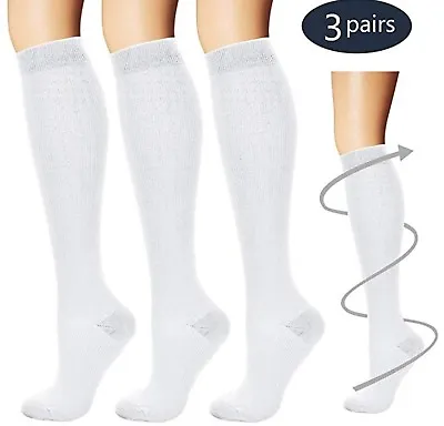 (3 Pairs) S-4XL Compression X Socks Knee High 20-30mmHg Graduated Mens Womens • $14.99