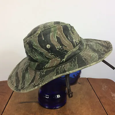 Vintage Vietnam War Tiger Stripe Camo Boonie Bucket Hat Cap Special Forces USMC • $637.49