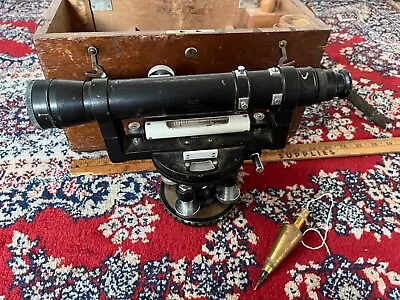 Vintage Path 12” Surveyor’s Telescope Transit In Dovetailed Wooden Case • $159.99