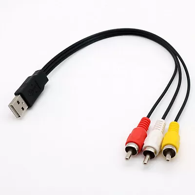 1x 3RCA Male To USB 2.0 A Male Video Television Audio AV Composite Cable 25cm • $2.49