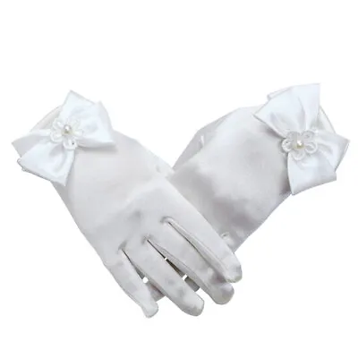 £7.71 • Buy Girls Satin Gloves Flower Girl Gloves Short Girls Glove Lace Gloves