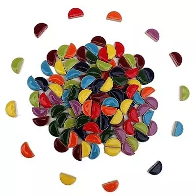 Ceramic Mosaic Tiles For Crafts 7oz Assorted Colors Mosaic Tiles Half Round • $23.25
