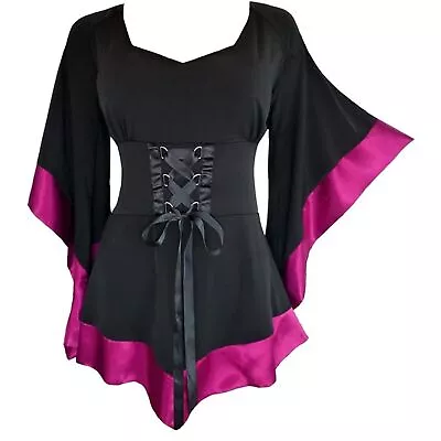 Corset Top Victorian Gothic Medieval Women's Courtly Tunic Cosplay Fuchsia Small • $33.33