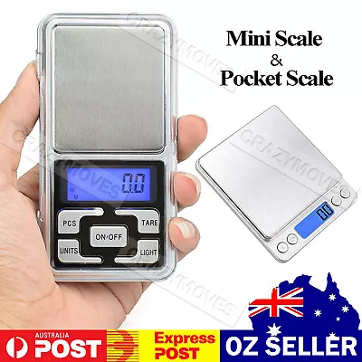 Pocket Digital Mini Scales 0.01 500g/3KG Precision Weight Balance Silver  VIC • $7.76