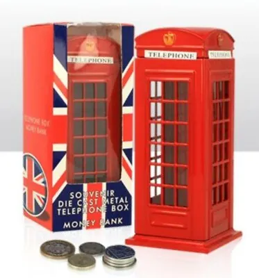  London Red Phone Box Money Box Made In Die Cast • £14.99