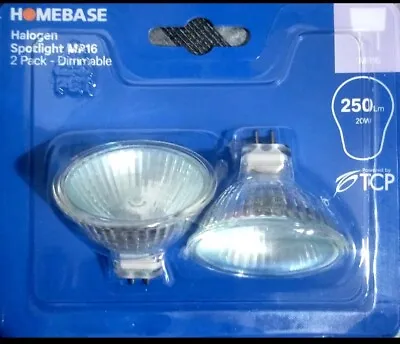 6 * Bulbs Halogen Spotlight MR16  Spotlights Dimmable 20w Homebase • £2.35