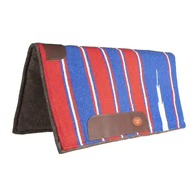 Navajo Western Saddle Pad Felt Lined 31 X 31 Blue/Red • $99.95