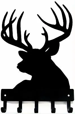 Deer Buck Head Metal Wall Art Key Rack Holder Hanger 5 Hooks Made USA Sm 6  NEW • $15.99