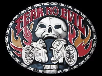 Mg23132 Very Cool ***fear No Evil*** Motorcycle Belt Buckle • $12