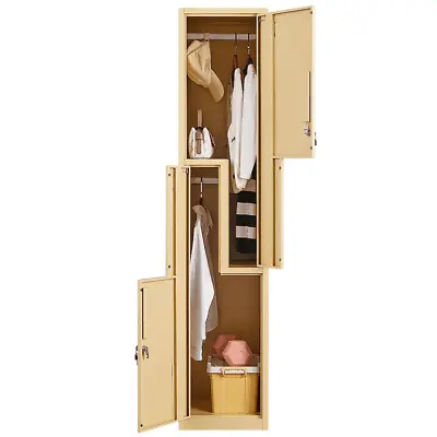 71 Tall Metal Locker With 2 Doors Storage Cabinet For School Gym Hotel L Shape • $119.99
