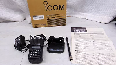 Icom IC-V80 HD 2M VHF Handheld Transceiver Mint In Box + BC-193 Desk Charger • $85