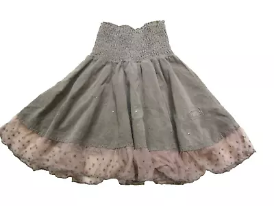 Naartjie Kids Skirt Girl's XXL 8 Years Brown Fine Corduroy Twirl Mesh Hem EUC • $13.50
