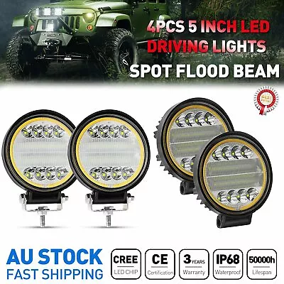 4PCS 5 INCH LED Round Work Light Spot Flood Driving Fog Lamp 4WD ATV OFFROAD • $79.99