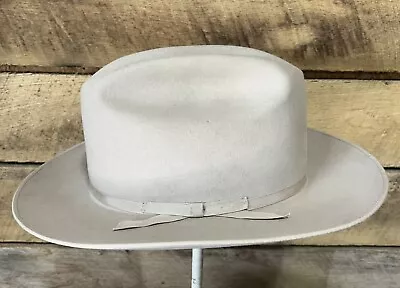 John B. Stetson Sz7 3/4~ 2 3/4” Brim~Silverbelly Open Road 4X Beaver Cowboy Hat • $185