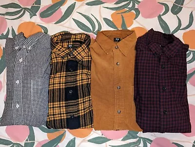 Uniqlo Men's Long Sleeve Dress Shirt Lot Button Down Flannel Corduroy Plaid XS/S • $40