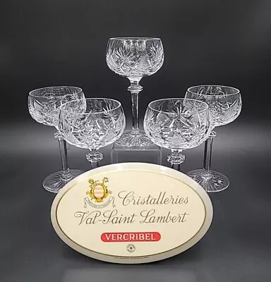 $126.88 • Buy Val St Lambert Crystal BERNCASTEL Set/5 Claret Wine Glasses EXCELLENT Heavy Cut