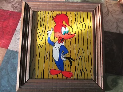 Vintage Reverse Foil Painting Woody Woodpecker Disney • $24.99