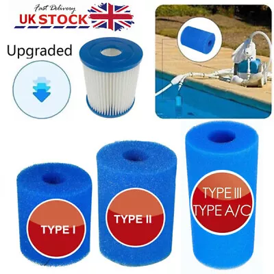 2/3/4 X Swimming Pool Filter Pump Reusable Sponge Foam For Bestway TYPE I/II/III • £3.96