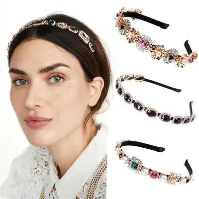 £5.63 • Buy Baroque Ladies Crown Embellished Headband Tiara Hairband With Jewelled Wedding