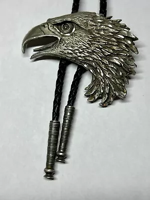 EJC 1990 Pewter Western Wear Screaming Eagle Head BOLO TIE • $10