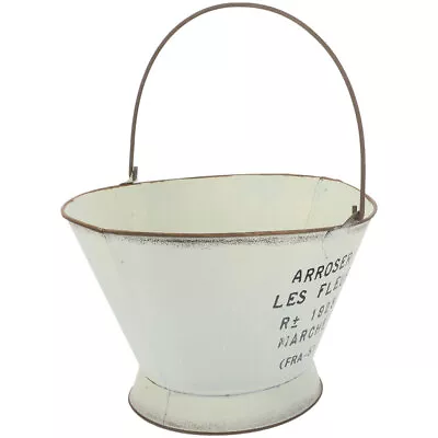  Galvanized Sheet Antique White Flower Basket Farmhouse Pot Metal Planter Pail • £15.50