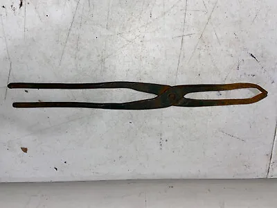 Vintage 16  Long Blacksmith Tong With  Curved Jaws • $17.97