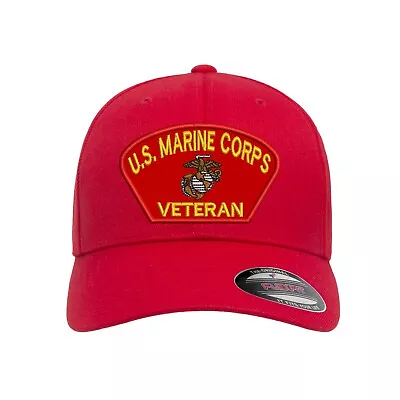 US MARINE CORPS VETERAN / RETIRED  Logo Embroidered Patch Flexfit Ball Cap • $23.99