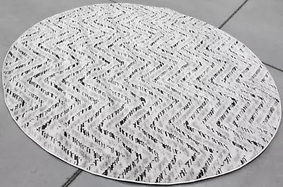 IVORY / CHARCOAL 8' X 8' Round Flaw In Rug Reduced Price 1172730472 ADR104N-8R • $84