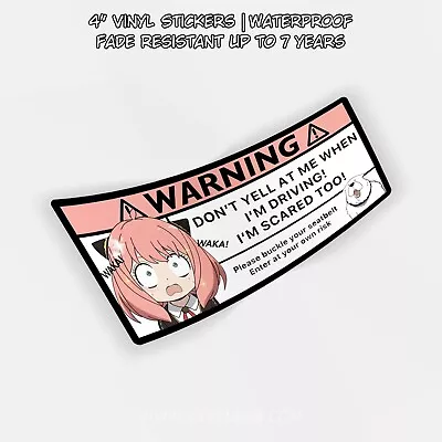 Spy Family - Anya Warning Bumper Sticker 4  | Vinyl Anime Sticker JDM Funny • $4