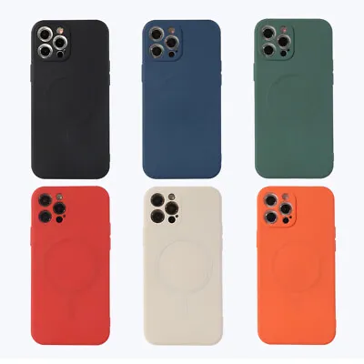 $11.79 • Buy Case For IPhone X XR XS 11 12 13 14 Pro Max Matte Silicone MagSafe Luxury Cover