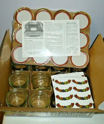 New! Vtg BALL Quilted Crystal Jelly Jars 4oz.12 CT Fruit Imprint Decorative Lids • $17.49