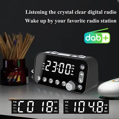 $36.99 • Buy Portable DAB/FM Alarm Clock Radio Large Size With 2 USB Port For Phone Charging