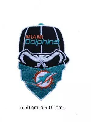 Miami​ Dolphins​ ​sk​ull NFL​ Logo​ For​ Patch Iron Sewing On Clothes​ • $3