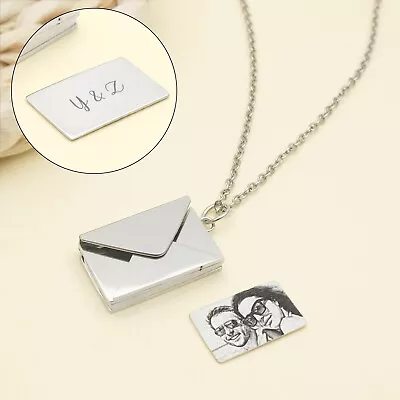 Custom Photo Necklace Envelope Name Necklace Personaised Necklace Gift For Her • $30.79