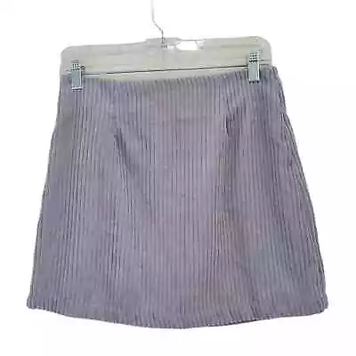 Lulu's Preppy Cool Gray A-Line Plush Corduroy Circle Mini Skirt Size Small • $12
