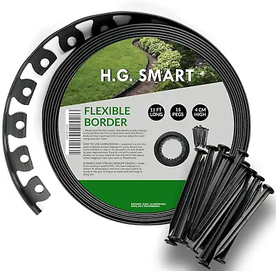 H.G.SMART Lawn Edging Flexible Garden Edging 22 Ft With 30 Super Strong Securing • £29.74