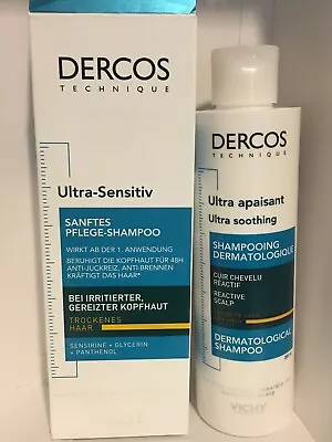 Vichy Dercos Ultra Soothing Shampoo For Dry Hair 200ml New Packaging • $21.95