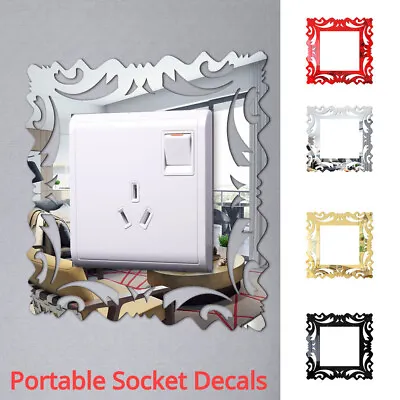 Colored Mirror Acrylic Light Switch Surround Wall Sticker Cover Frame Decor DIY • £2.86
