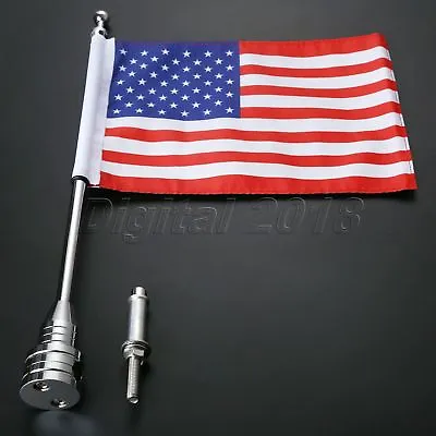 Motorcycle USA Flag Pole Mount Rack Luggage For Harley Bobber Chopper Custom • $14.07