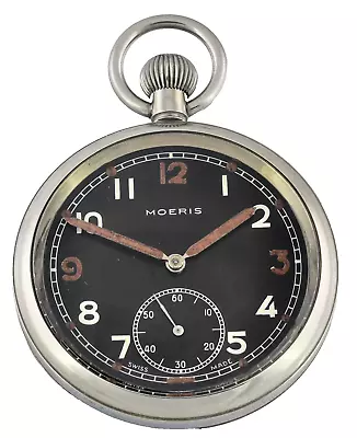 Vintage MOERIS WWII English Military Broad Arrow Pocket Watch  - G.S.T.P. M5094 • $194.09