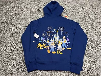 NEW Disney Hoodie Adult Small Blue 50th Anniversary Mickey Minnie Mouse Parks • $59.99