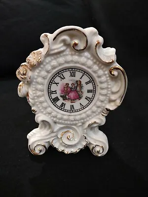 Vintage I.W. Rice Porcelain Night Light Lamp Victorian Gilded Clock Decal WORKS • $19.91