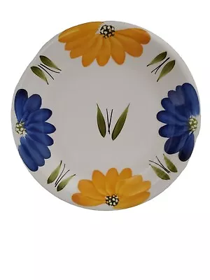 Maxam La Primula Blue & Yellow Daisy 10.5” Dinner Plate. Italy • $14.95