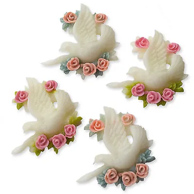 Rose Doves Resin Flatback Cabochons Peach Birds Decoden Embellishments Charms  • £1.79