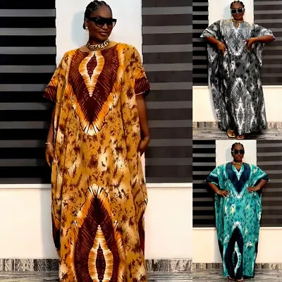 African Dashiki Abaya Maxi Dress Women Printed Loose Oversize Kaftan Moroccan • $33.82