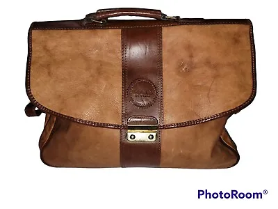 Vintage VALENTINO DI PAOLO Brown Leather Laptop Travel Bag Briefcase Ltaly • $83.40