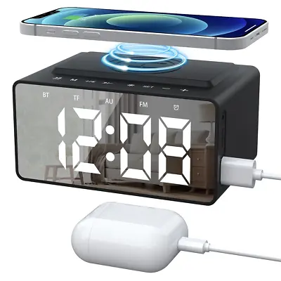 Alarm Clock Radio Wireless Charging & USB Port Bluetooth Speaker LED Display • $19.99