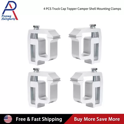 4 PCS Truck Cap Topper Camper Shell Mounting Clamps Heavy Duty Aluminum Silver • $21