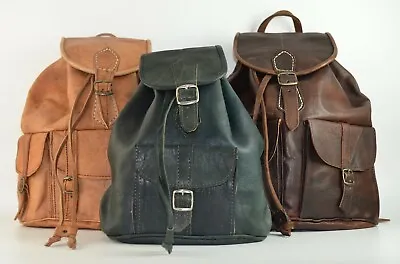 £59.99 • Buy  100% Organic Real Leather Backpack Rucksack Bag Womens Mens Vintage *Handmade*